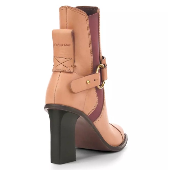 NIB - See by Chloé - Alexis Square-Toe Leather Ankle Boots - Size 37 - Picture 3 of 9